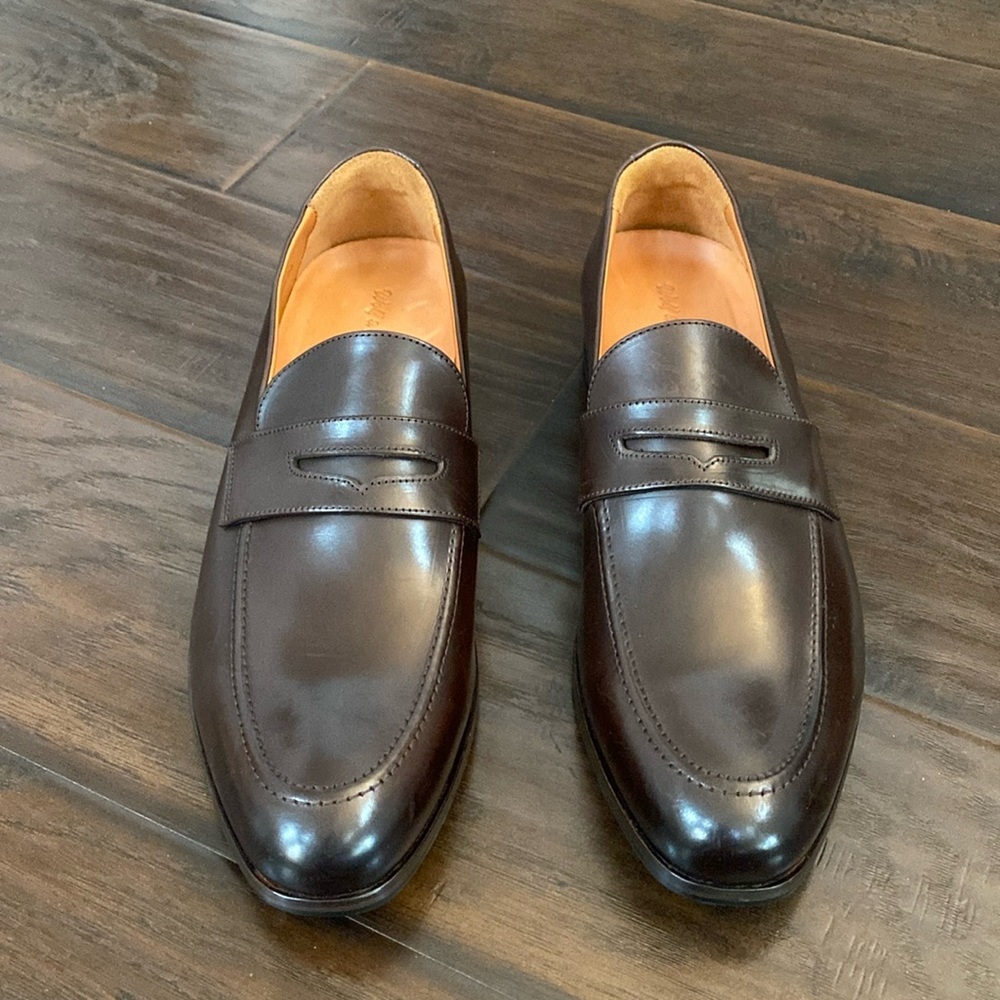 Wolf & Shepherd men’s dark brown leather penny loafers shoes size 12 - Picture 4 of 10